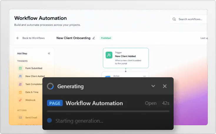 Client portal solution workflow automation screenshot